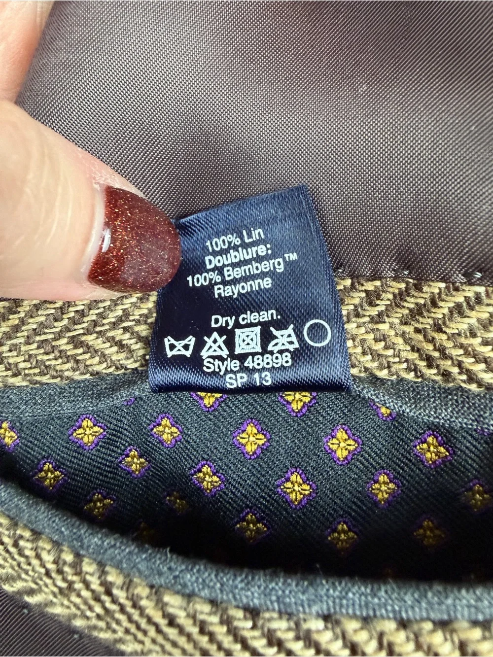J. Crew Men's Tan/Brown Herringbone Sport Coat Blazer Linen Blend 42R